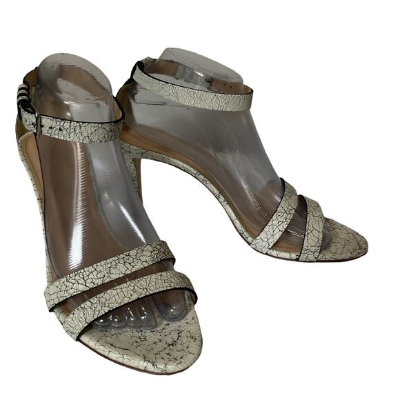 J. Crew White Crackled Leather Heels size US 8 NEW Ankle strap - Picture 8 of 9